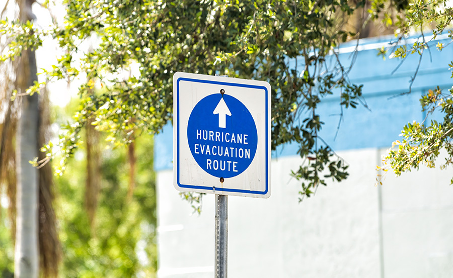 sign: Hurricane evacuation route