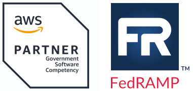 AWS Partnership Logo and FedRAMP logo
