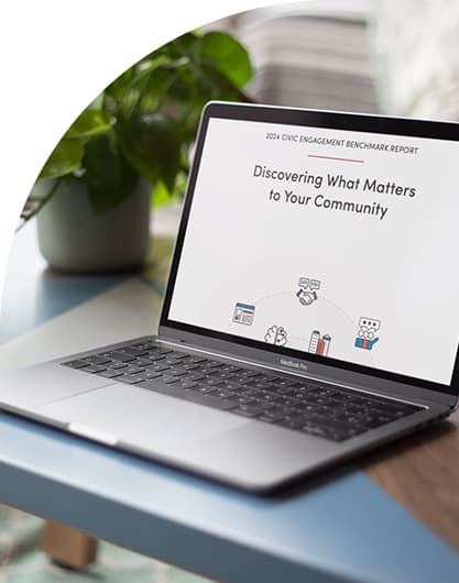 Granicus' 2024 Civic engagement benchmark on a laptop and mobile device