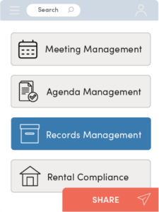 Granicus Operations Cloud dashboard screen with management options for public records, agenda & meetings, compliance, and other resources for government