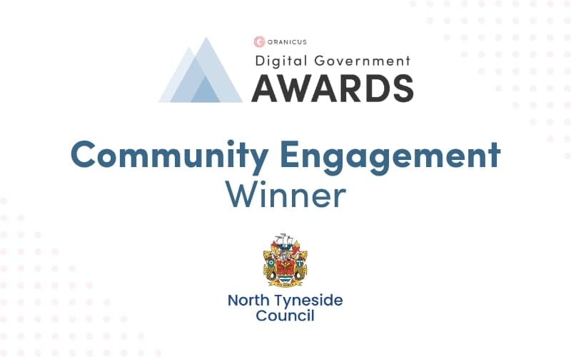 A promotional graphic for the Granicus UK Digital Government Awards community engagement award winner, North Tyneside Council