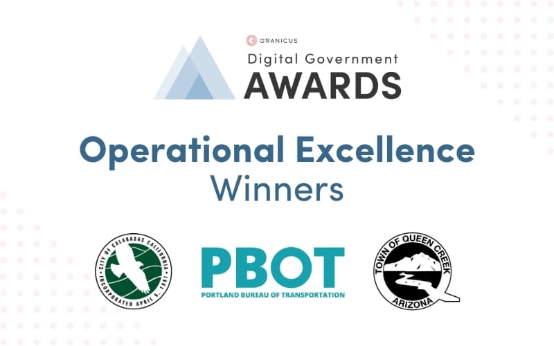 A graphic showcasing the logos of the winners for the Granicus Digital Government award for Operational Excellence.