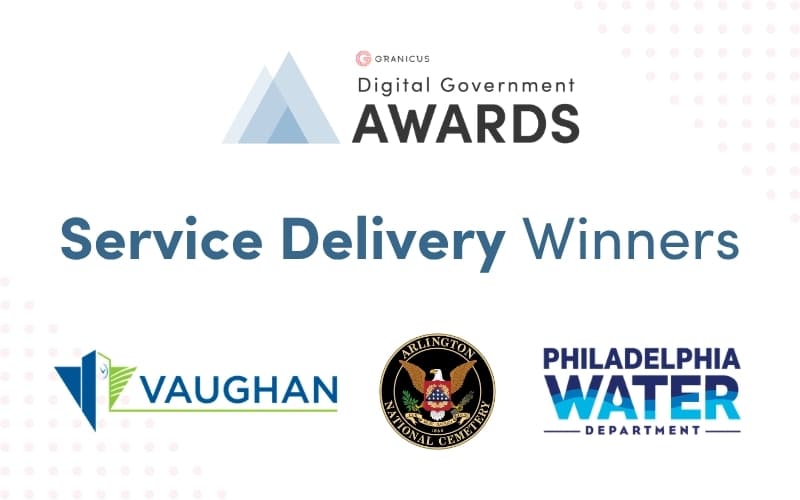 A graphic showcasing the logos for the Granicus Digital Government award winner for Service Delivery.