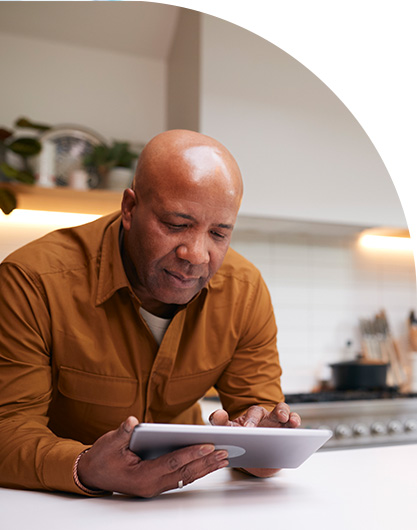 Man reading communications online