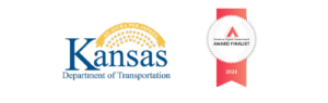 Granicus Digital Awards finalist badge and Kansas DOT logo