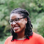 Woman smiling outside