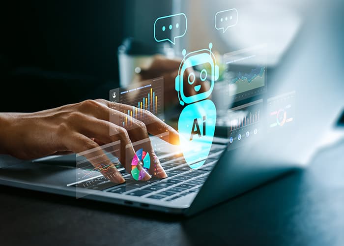 Concept of AI technology, data analytics, automation, and innovation