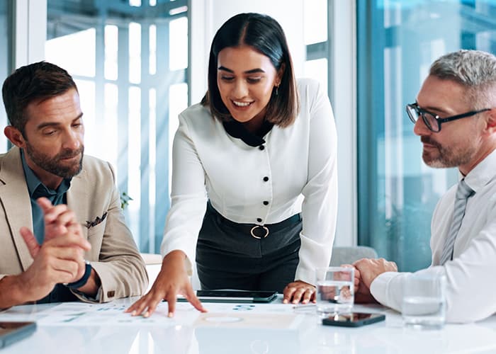 business people in meeting for teamwork, investment profit or paperwork