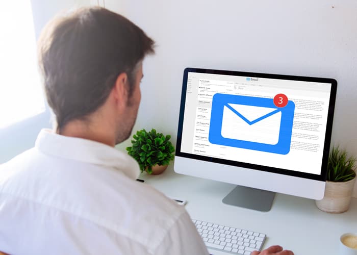Computer showing an email window