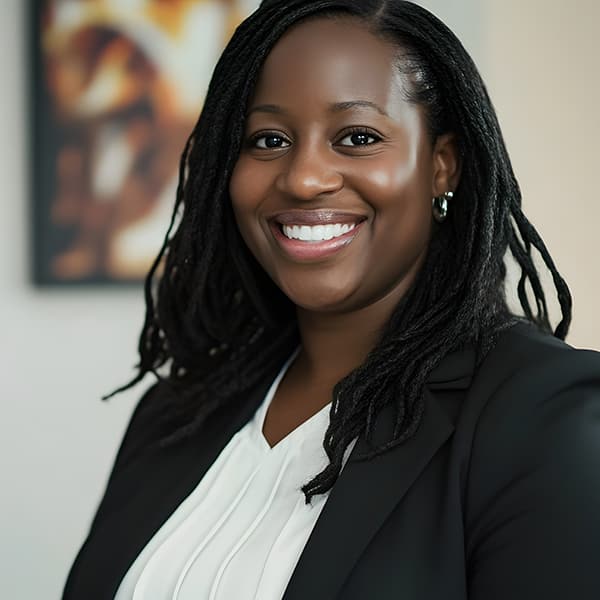 Confident government clerk smiling