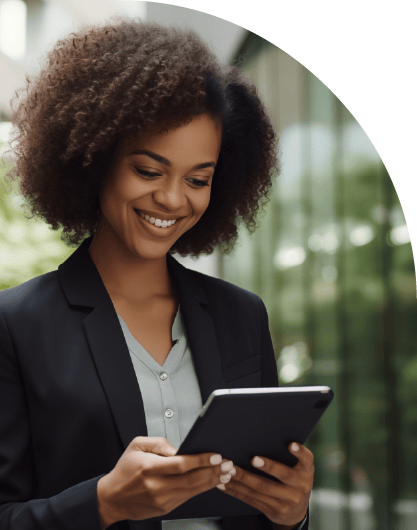 African American Businesswoman holding a tablet