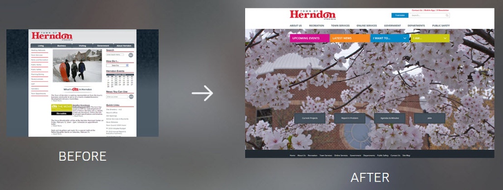 Herndon website, before and after redesign 