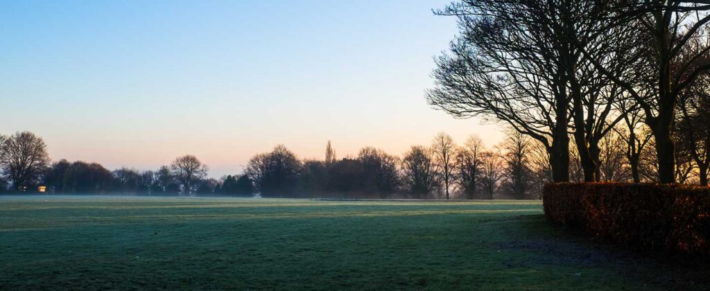 A beautiful and pristine park at sunrise in Sandwell UK