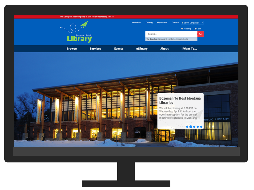 Bozeman Public Library homepage 