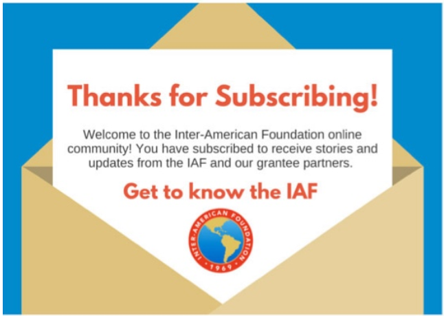 Inter-American Foundation Welcome Message Screenshot