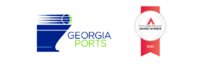 Georgia Port Authority color logo and Granicus Digital Awards success story winner ribbon