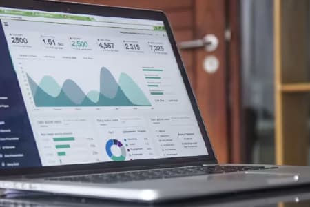 Sales quarterly report on a laptop