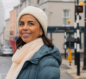 Smiling woman outdoors