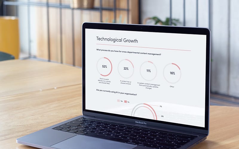 A laptop displaying the 2024 Website trends benchmark report.