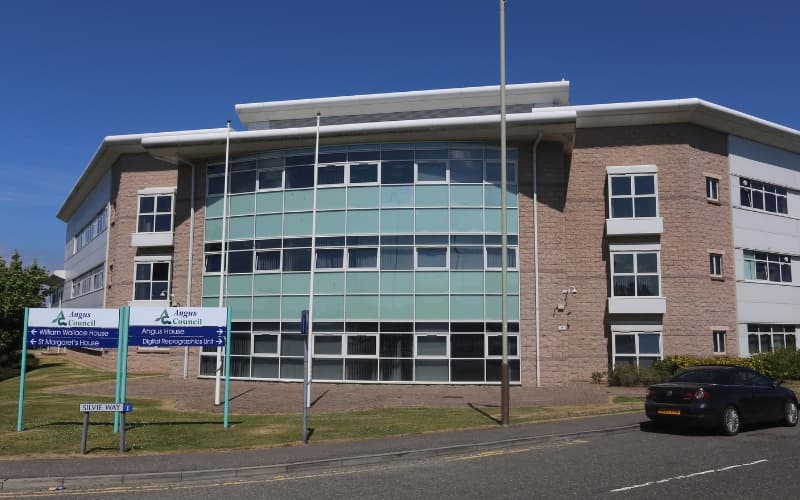 An outside view of the Angus Council office building.