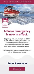 Mockup of a emergency snow alert