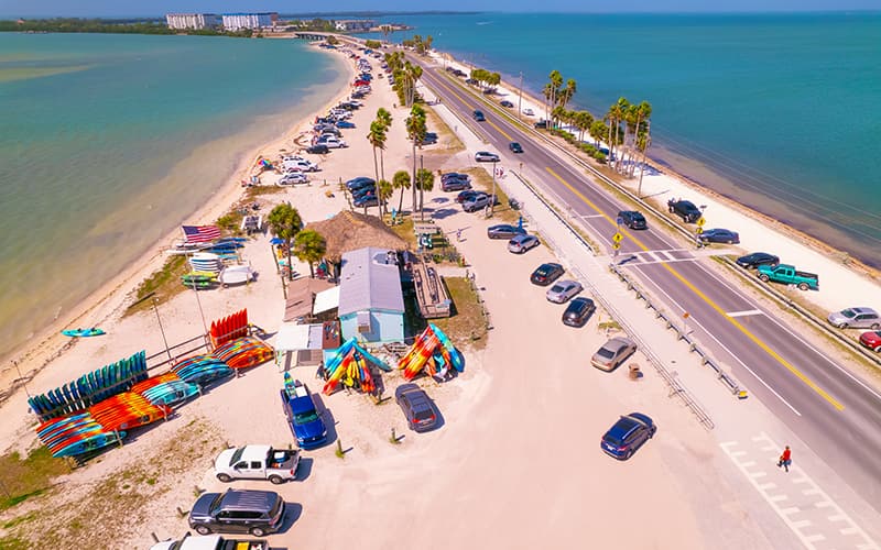 Aerial view of Dunedin, Florida's community