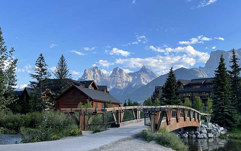 Town of Canmore, Alberta, Canada, with mountains in background