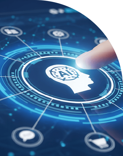 Finger touching artificial intelligence ai icon on a digital interface concept for futuristic technological innovation